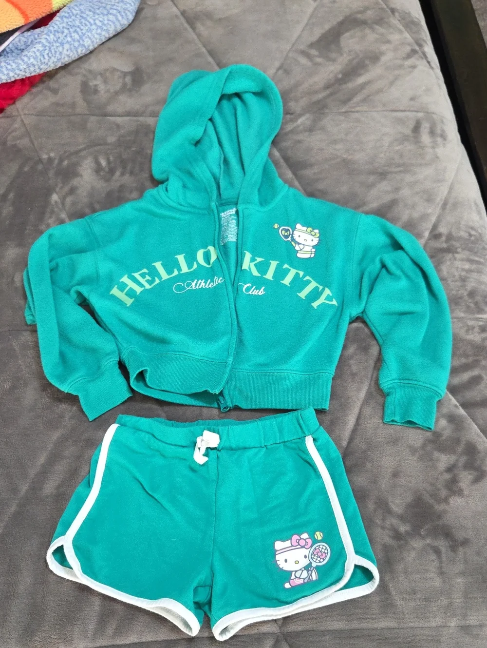 Hello Kitty Teal Zip Hoodie and Matching Shorts Set